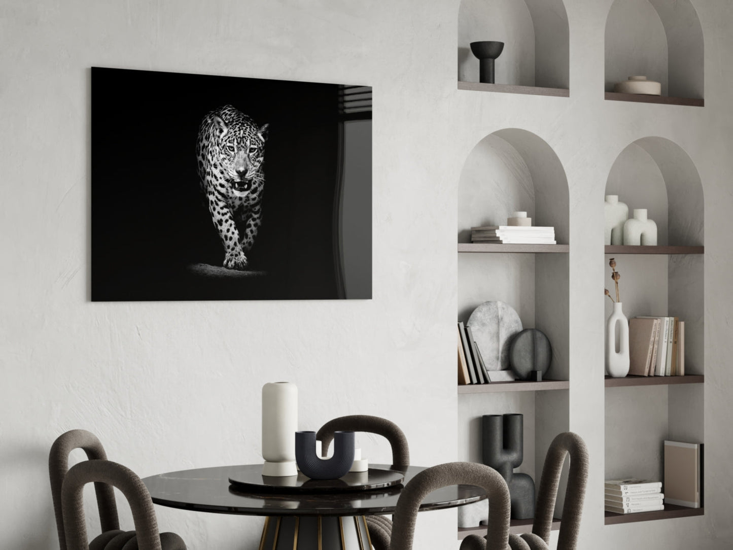 Prowling Leopard Glass Wall Art
