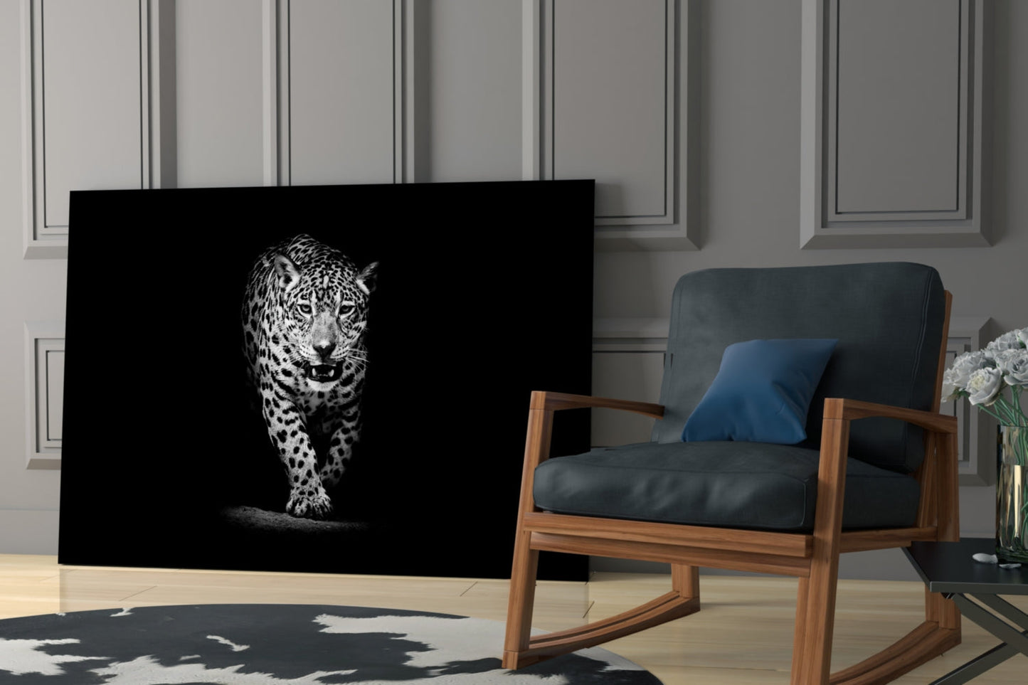 Prowling Leopard Glass Wall Art
