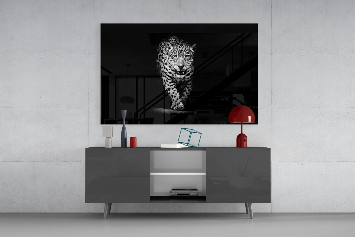 Prowling Leopard Glass Wall Art