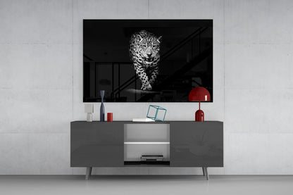 Prowling Leopard Glass Wall Art