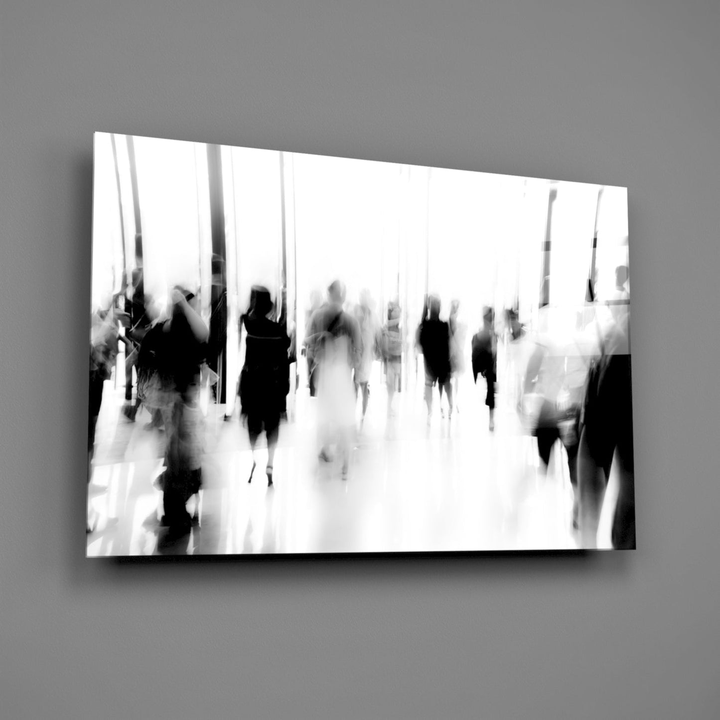 Crowds In Motion Glass Wall Art