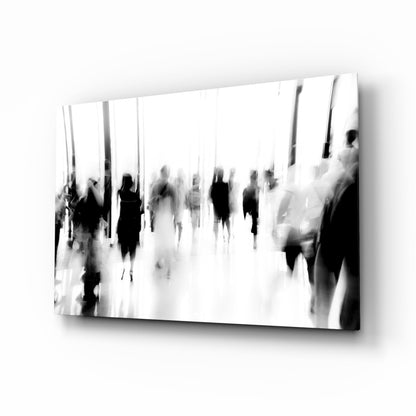 Crowds In Motion Glass Wall Art