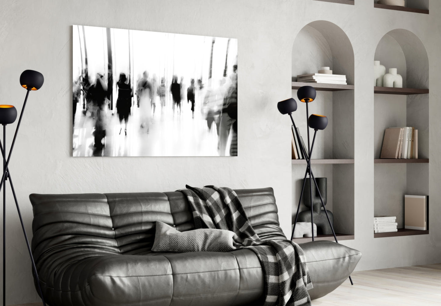 Crowds In Motion Glass Wall Art