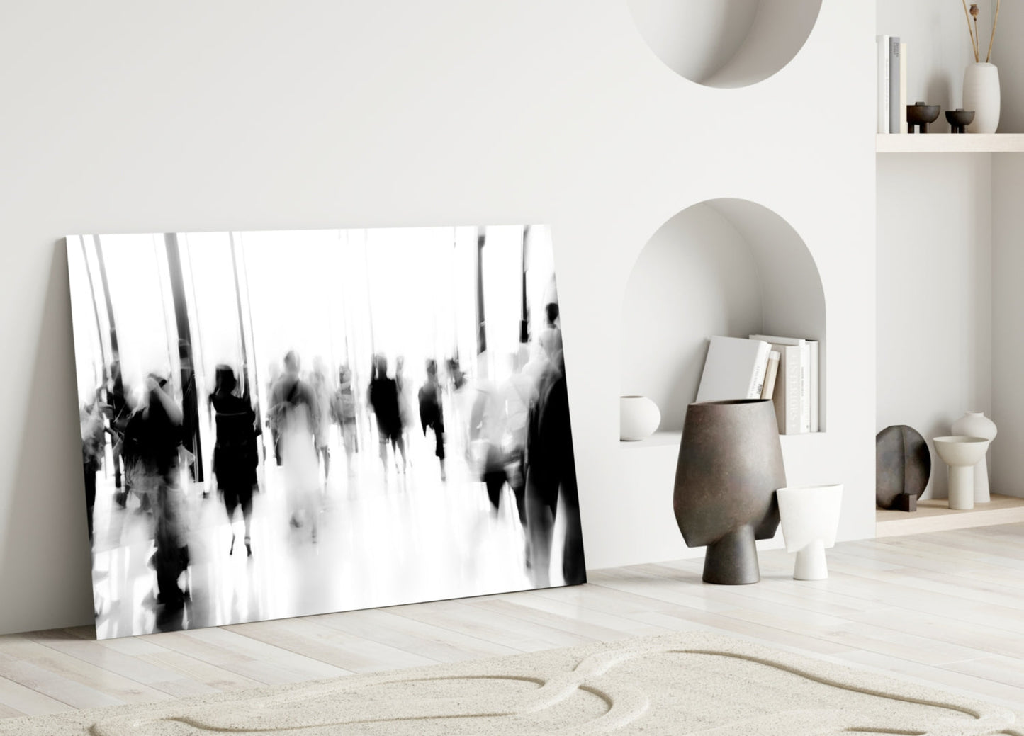 Crowds In Motion Glass Wall Art