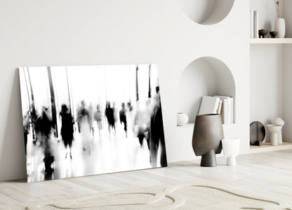 Crowds In Motion Glass Wall Art