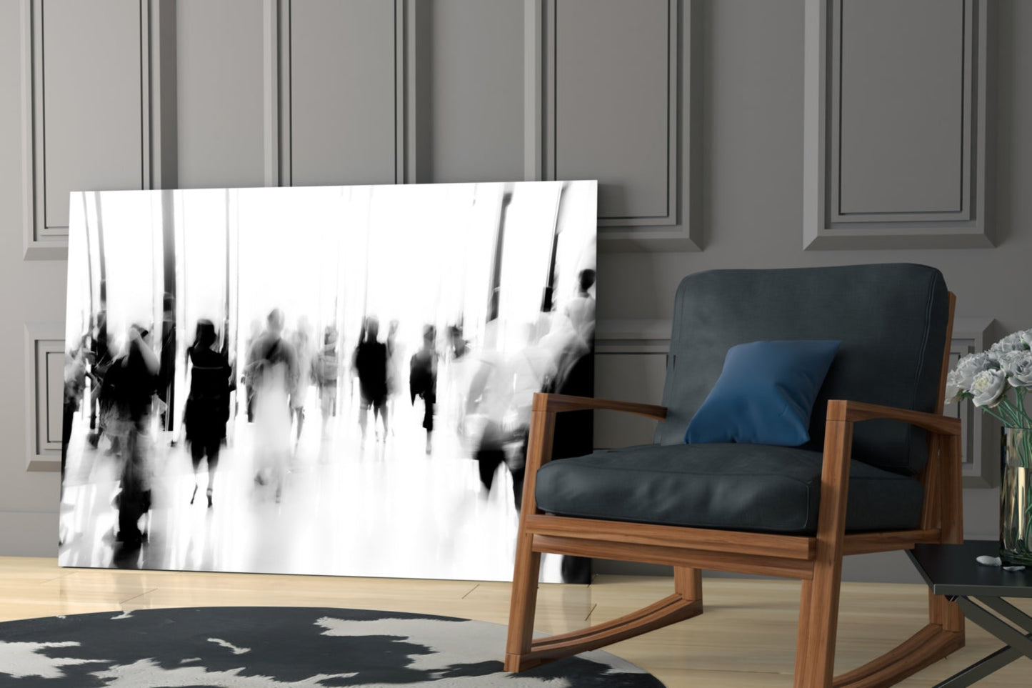 Crowds In Motion Glass Wall Art