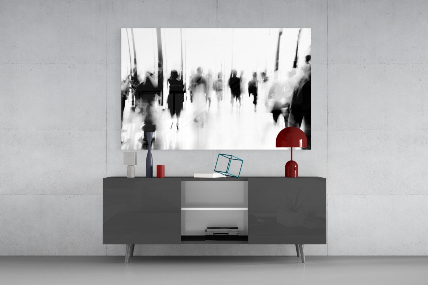 Crowds In Motion Glass Wall Art