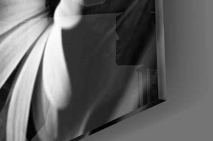 Black and White Flower Glass Wall Art