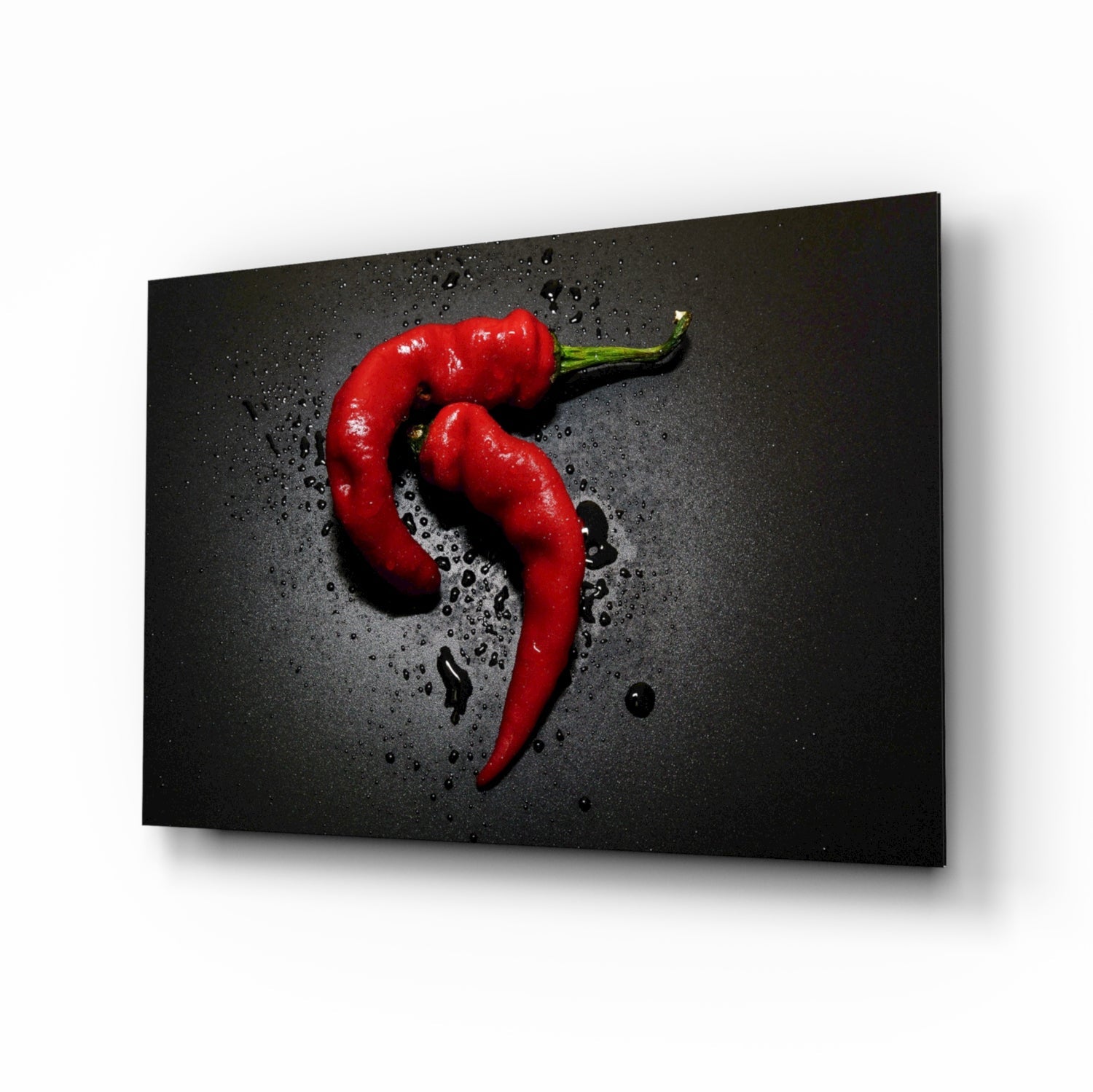 Red Pepper glass wall art glossy chili pepper close-up