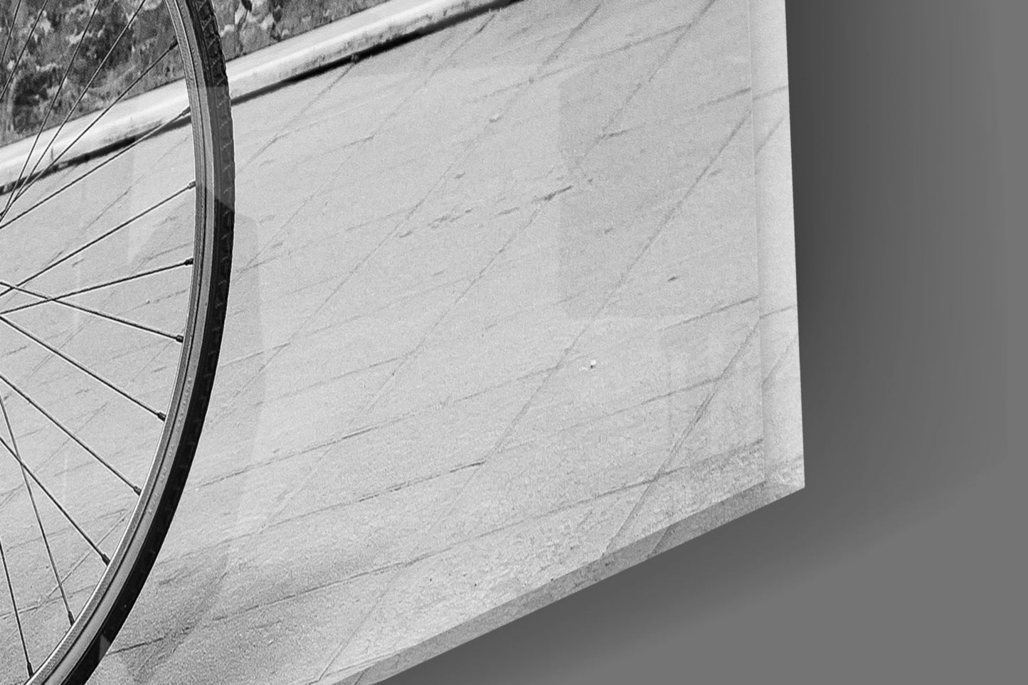 Black Bicycle with Red Flowers Glass Wall Art