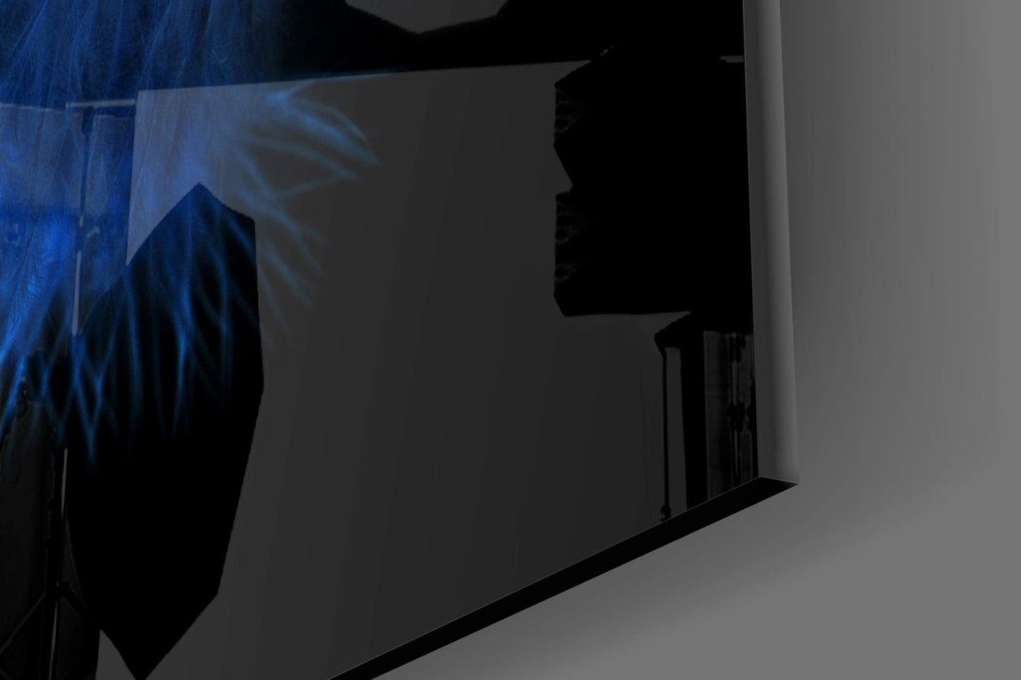 Blue Feather Macro Glass Wall Art
