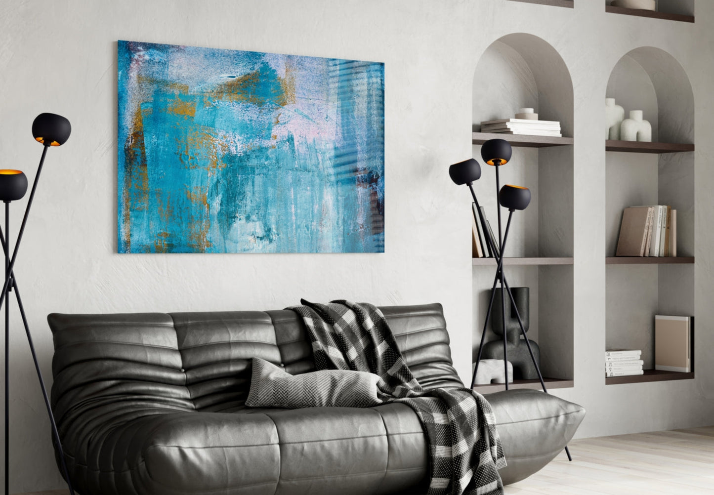 Blue Abstract Glass Wall Art
