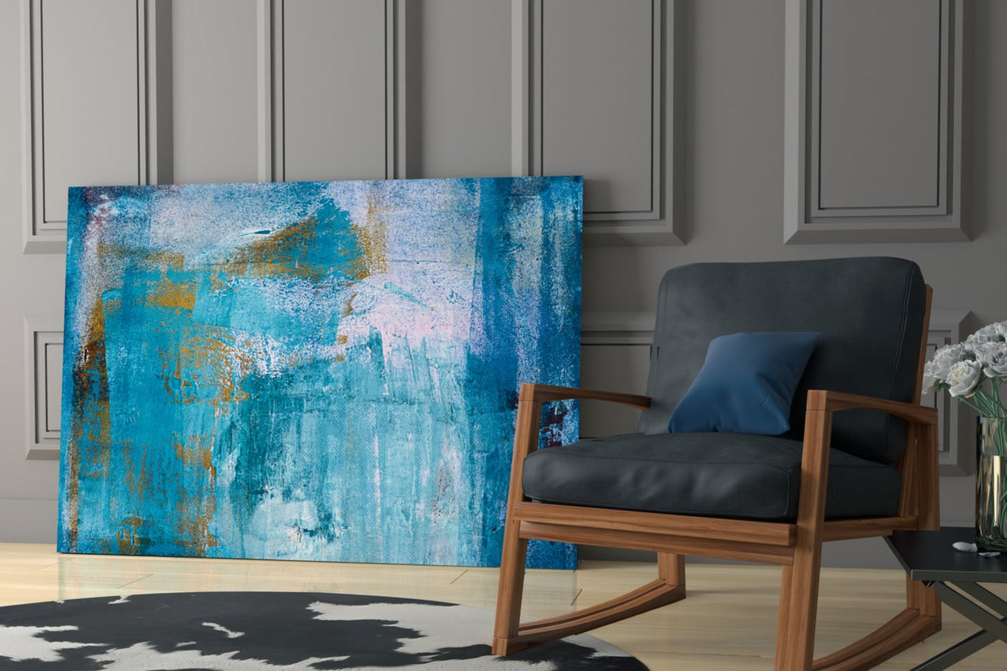 Blue Abstract Glass Wall Art