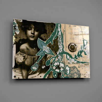 Vintage Collage Portrait Glass Wall Art