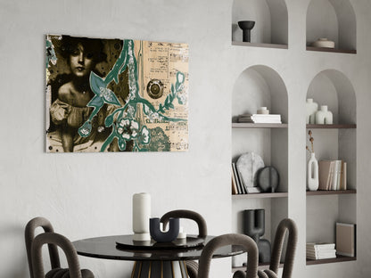 Vintage Collage Portrait Glass Wall Art