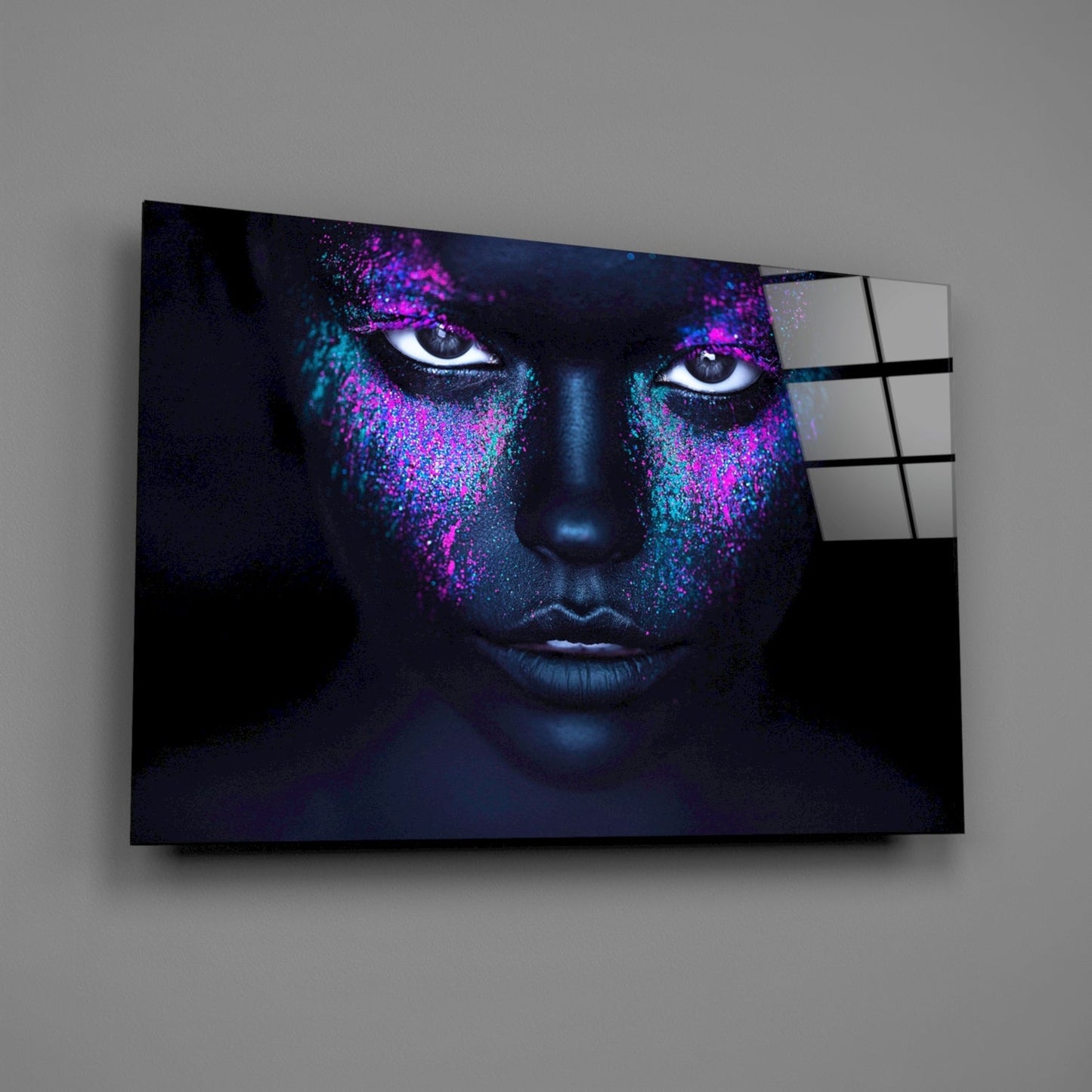 Cosmic Makeup Portrait Glass Wall Art