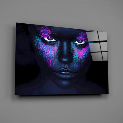 Cosmic Makeup Portrait Glass Wall Art
