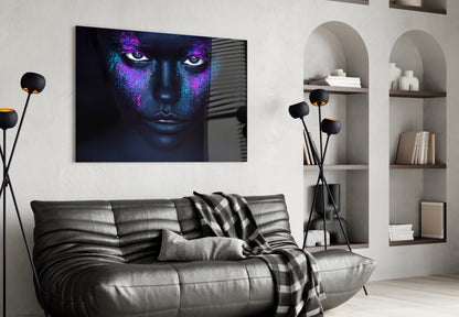 Cosmic Makeup Portrait Glass Wall Art