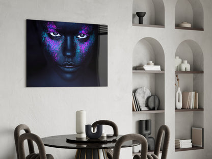 Cosmic Makeup Portrait Glass Wall Art