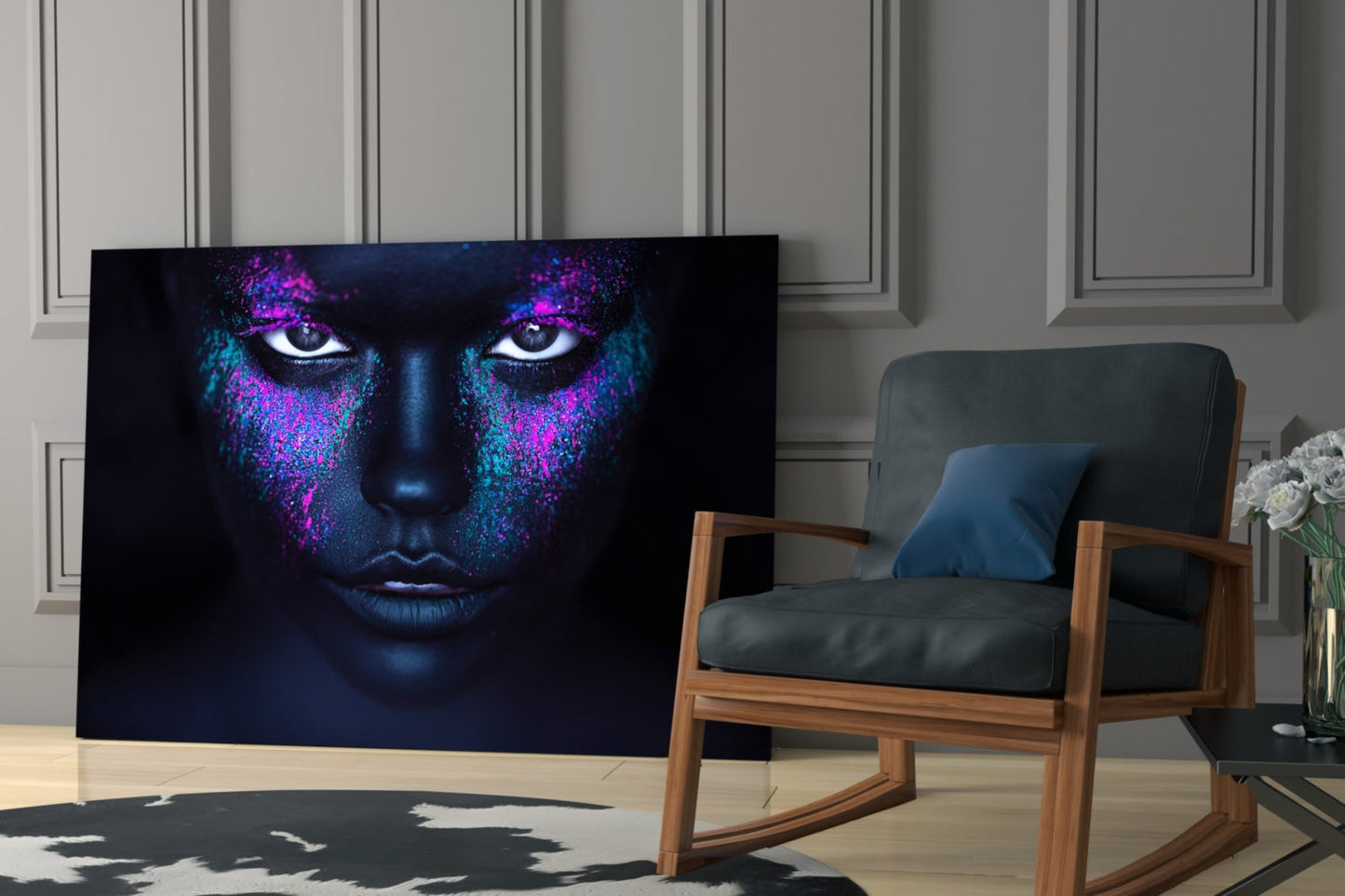 Cosmic Makeup Portrait Glass Wall Art