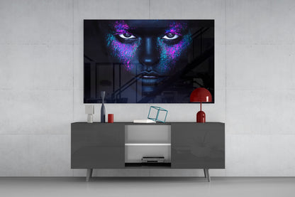 Cosmic Makeup Portrait Glass Wall Art