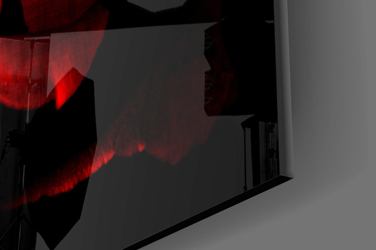 Glowing Red Rose Close-Up Glass Wall Art