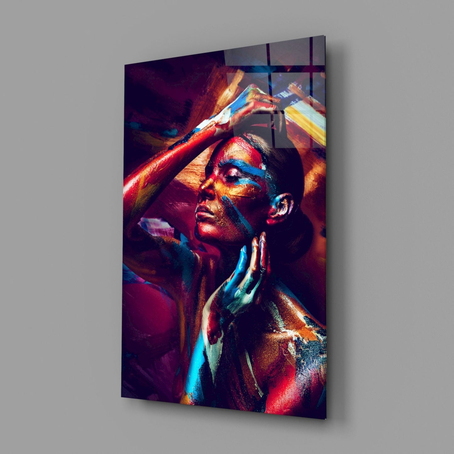 Body Paint Portrait Glass Wall Art