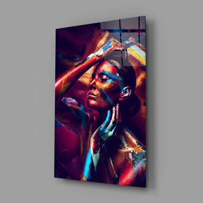 Body Paint Portrait Glass Wall Art