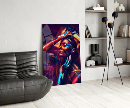 Body Paint Portrait Glass Wall Art