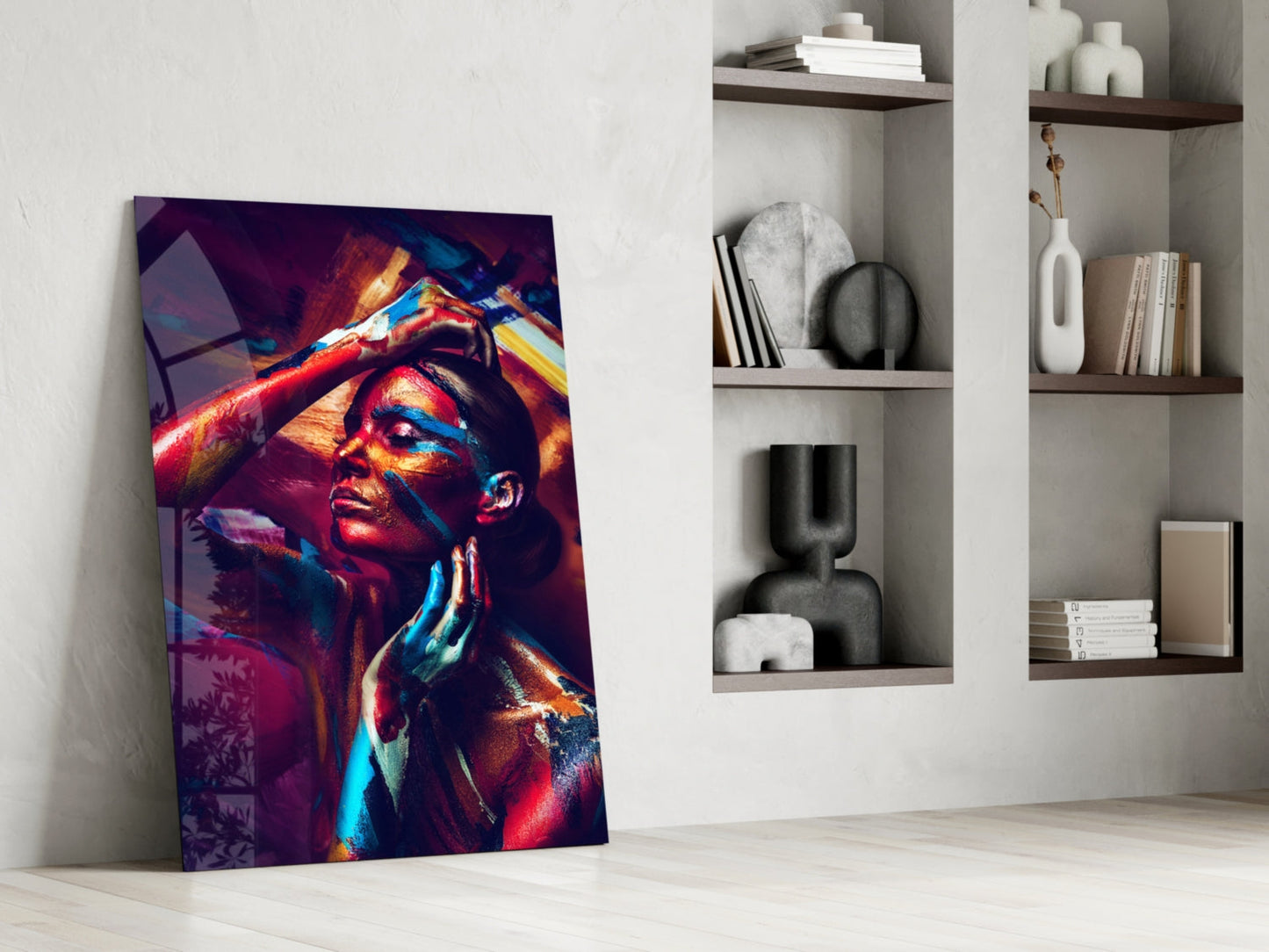 Body Paint Portrait Glass Wall Art