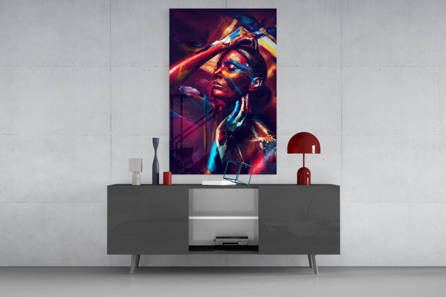 Body Paint Portrait Glass Wall Art