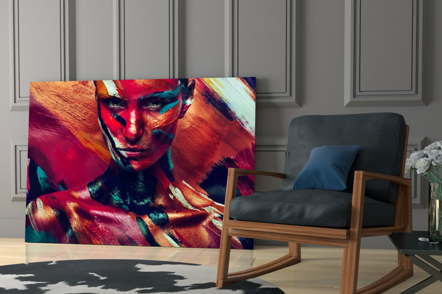 Painted Gaze Portrait Glass Wall Art