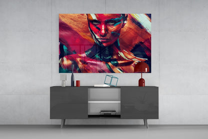 Painted Gaze Portrait Glass Wall Art