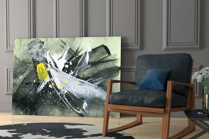Gestural Slash Abstract Glass Wall Art