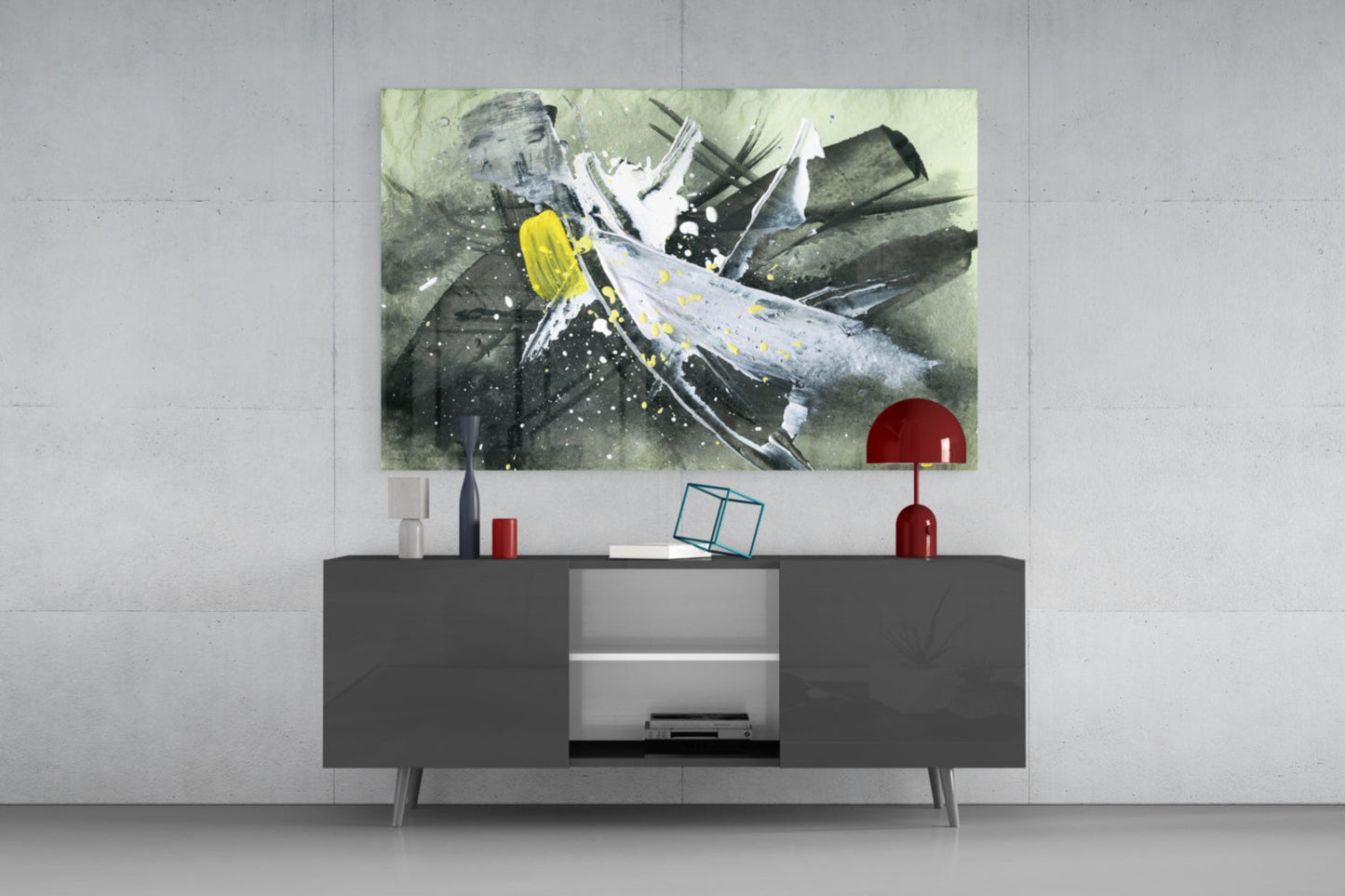 Gestural Slash Abstract Glass Wall Art