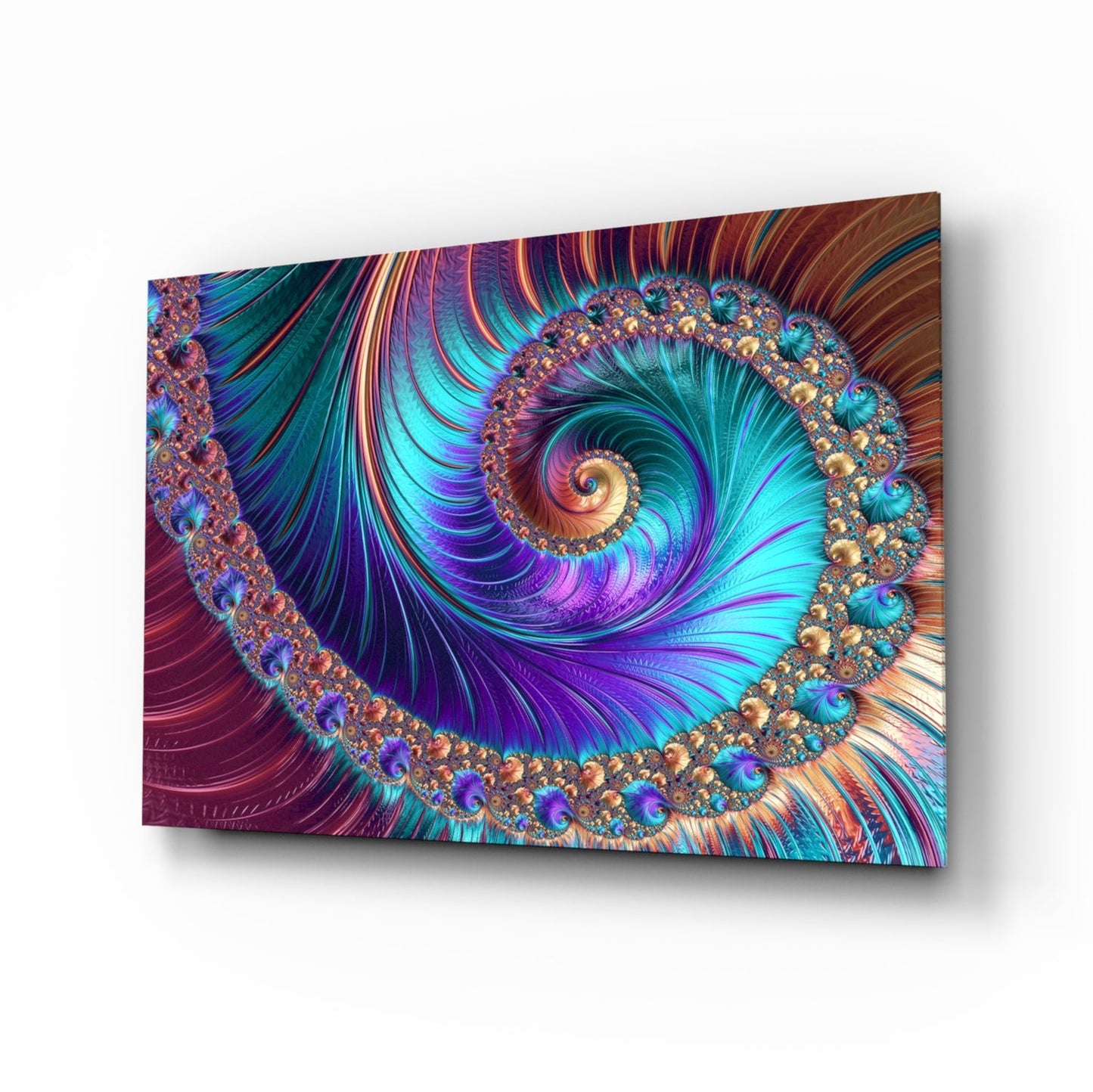 Abstract fractal spiral glass wall art