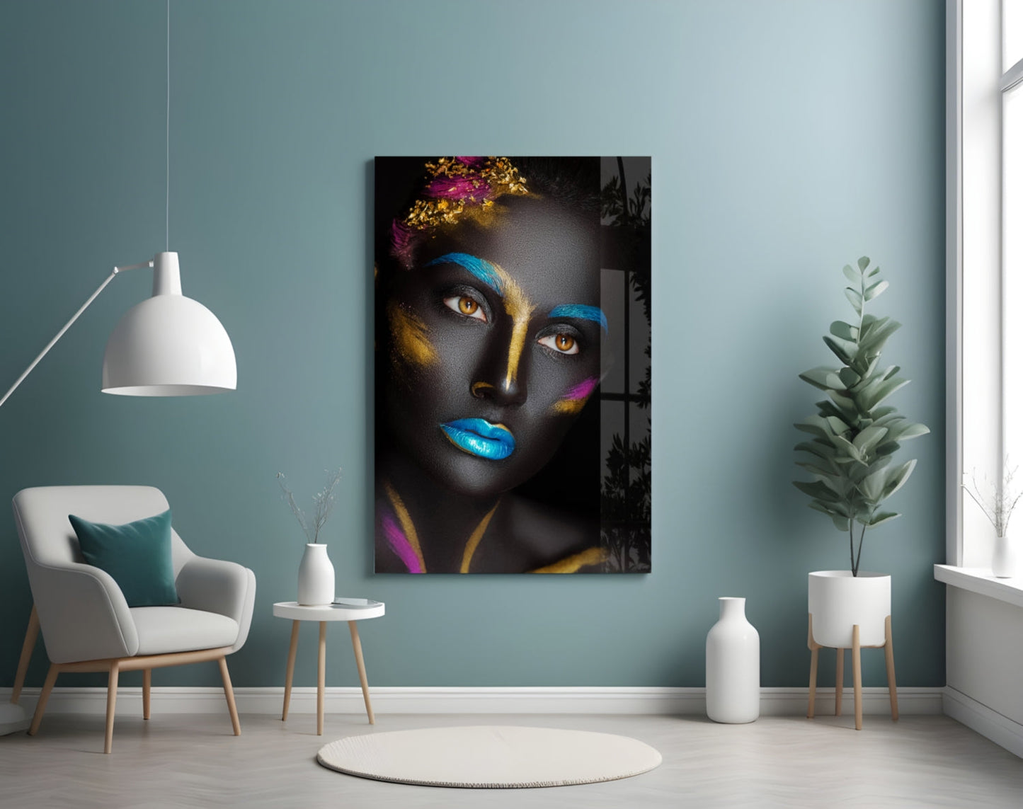 Gold Leaf Woman Portrait Glass Wall Art