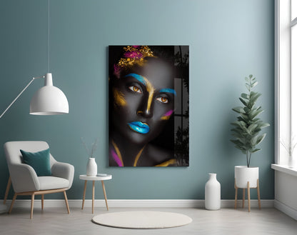 Gold Leaf Woman Portrait Glass Wall Art
