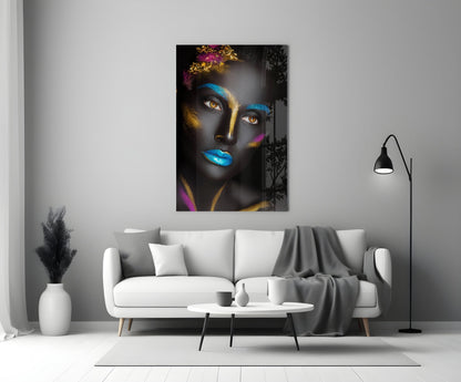 Gold Leaf Woman Portrait Glass Wall Art