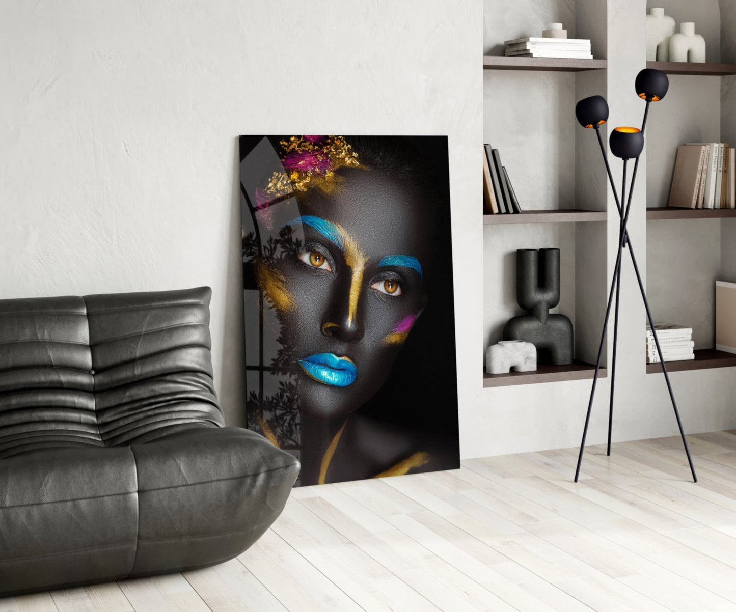 Gold Leaf Woman Portrait Glass Wall Art