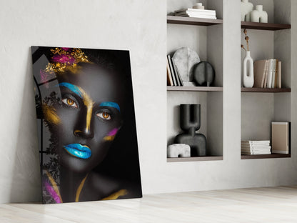 Gold Leaf Woman Portrait Glass Wall Art