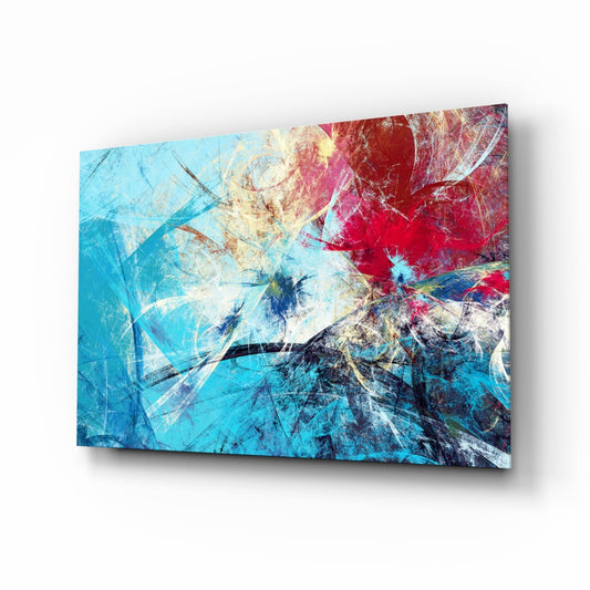 Abstract 4 color burst glass wall art