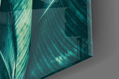 Green Tropical Leaf Glass Wall Art II