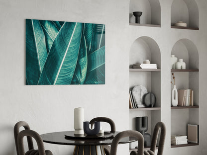 Green Tropical Leaf Glass Wall Art II