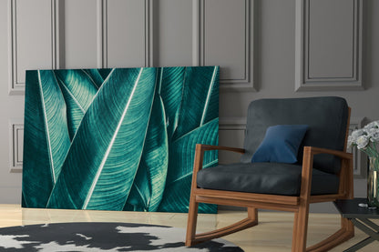 Green Tropical Leaf Glass Wall Art II