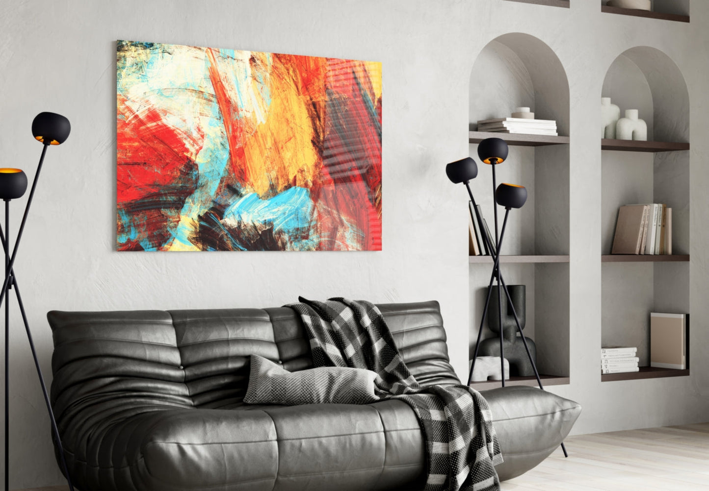 Abstract 3 Brushstroke Glass Wall Art