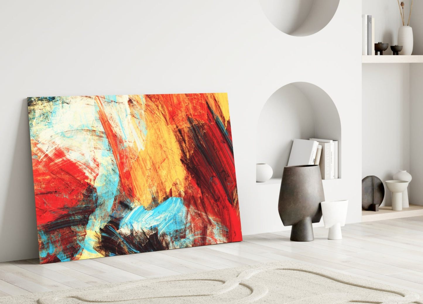 Abstract 3 Brushstroke Glass Wall Art