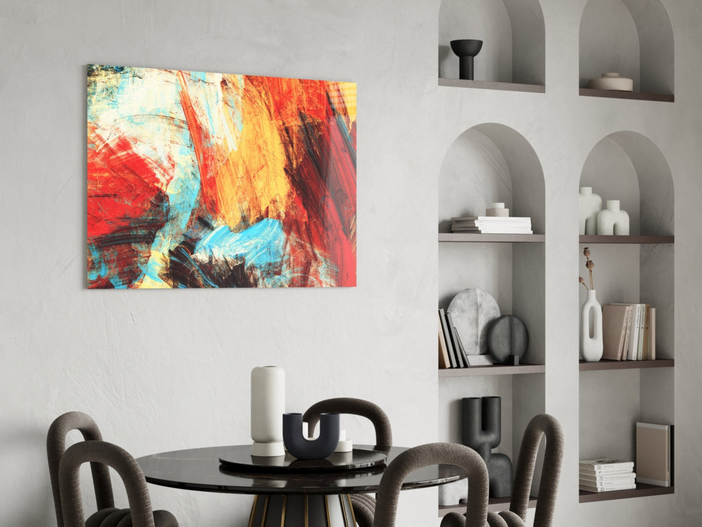 Abstract 3 Brushstroke Glass Wall Art