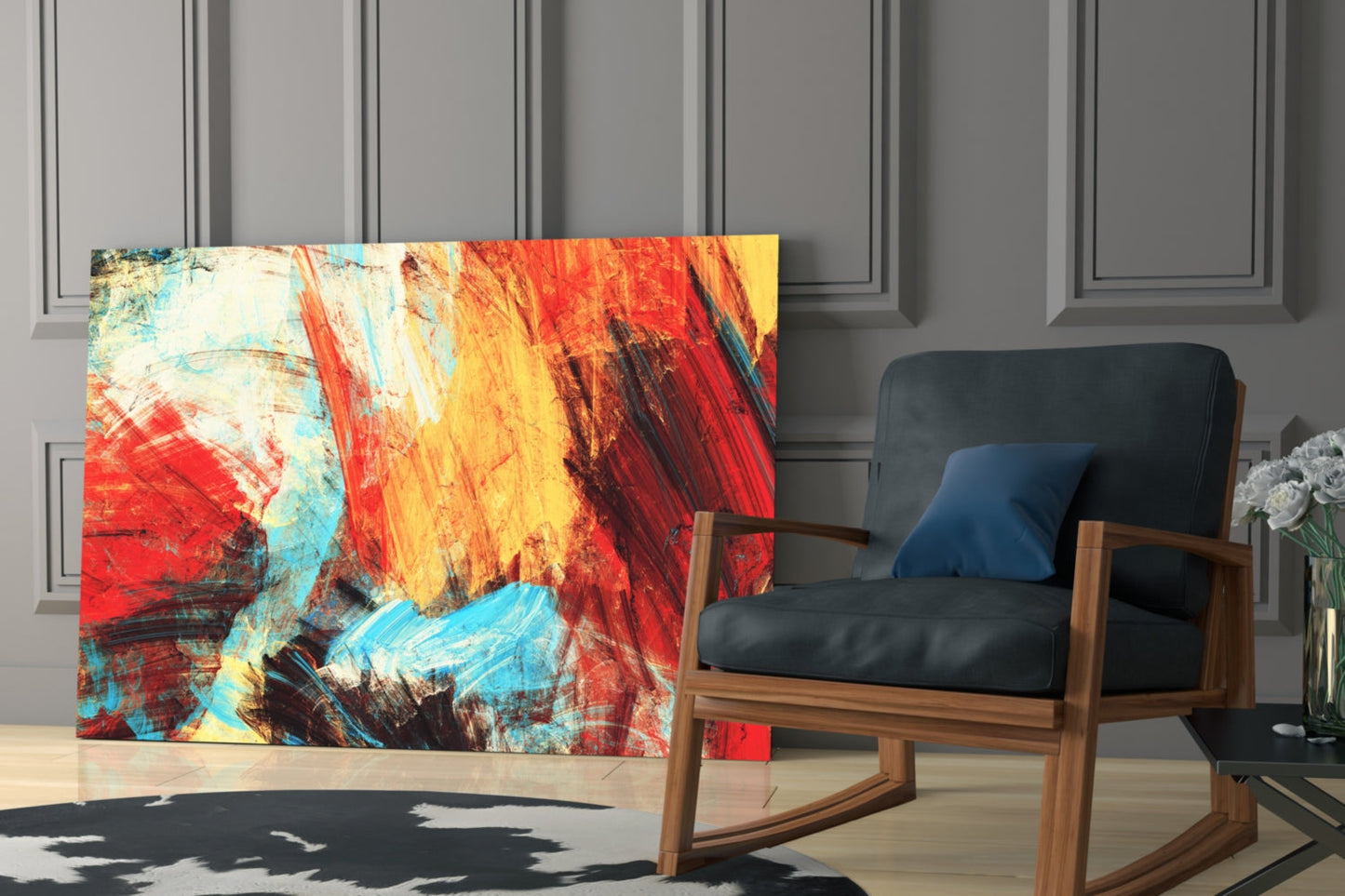 Abstract 3 Brushstroke Glass Wall Art
