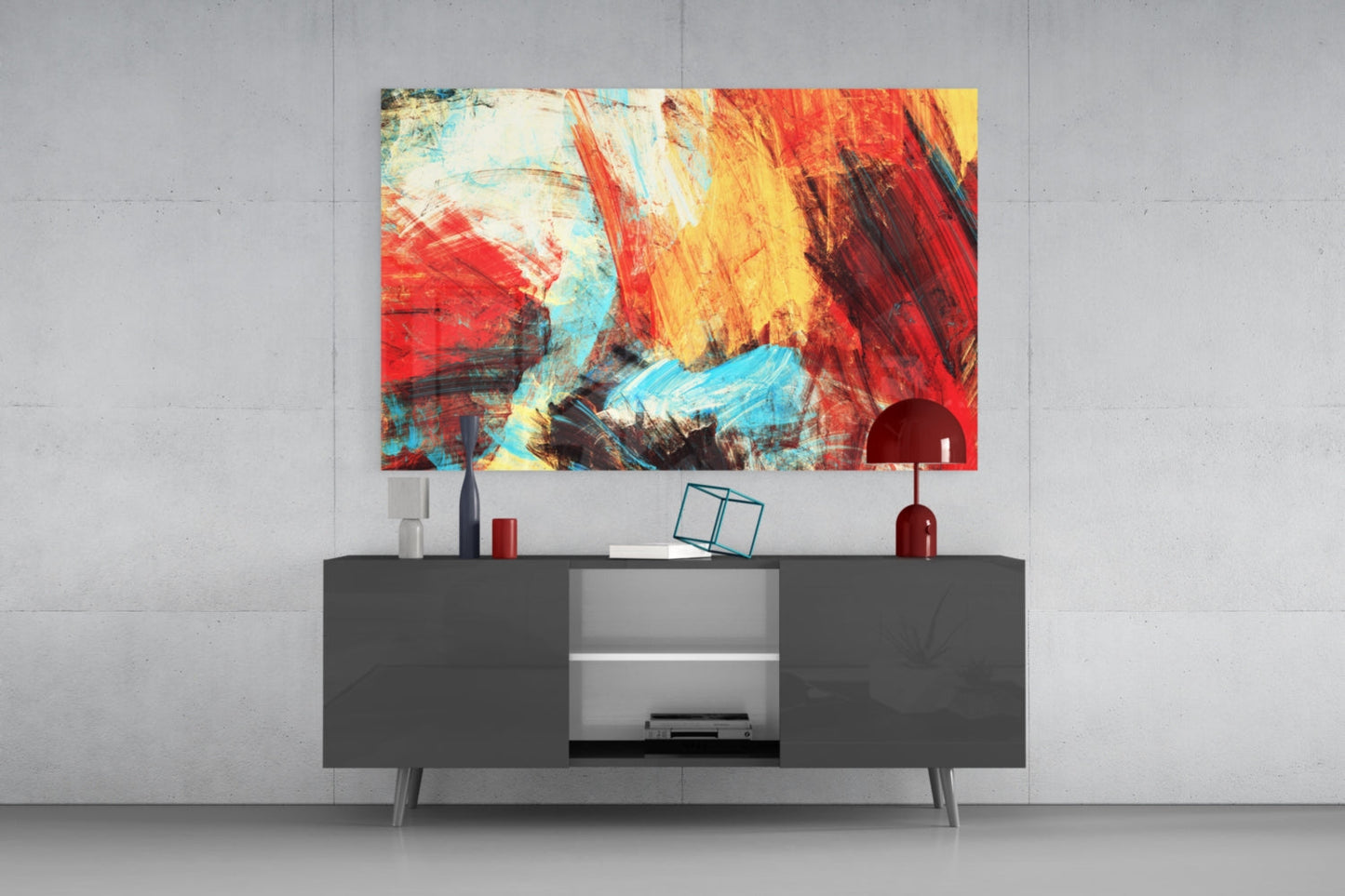 Abstract 3 Brushstroke Glass Wall Art